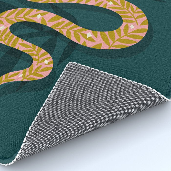 Tropical Serpent - Teal & Blush Rug Gallery Image 4