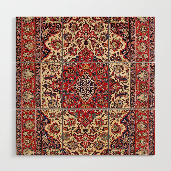 Esfahan Central Persian Rug Print Wood Wall Art Gallery Image 1