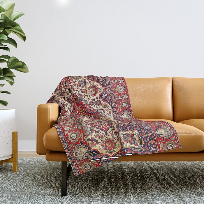 Esfahan Central Persian Rug Print Throw Blanket Gallery Image 1