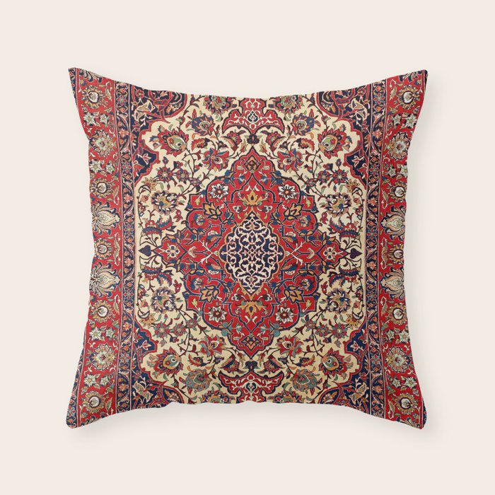 Esfahan Central Persian Rug Print Throw Pillow Gallery Image 6