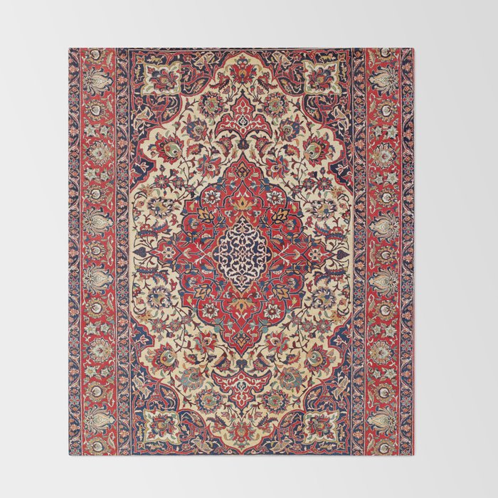 Esfahan Central Persian Rug Print Throw Blanket Gallery Image 2