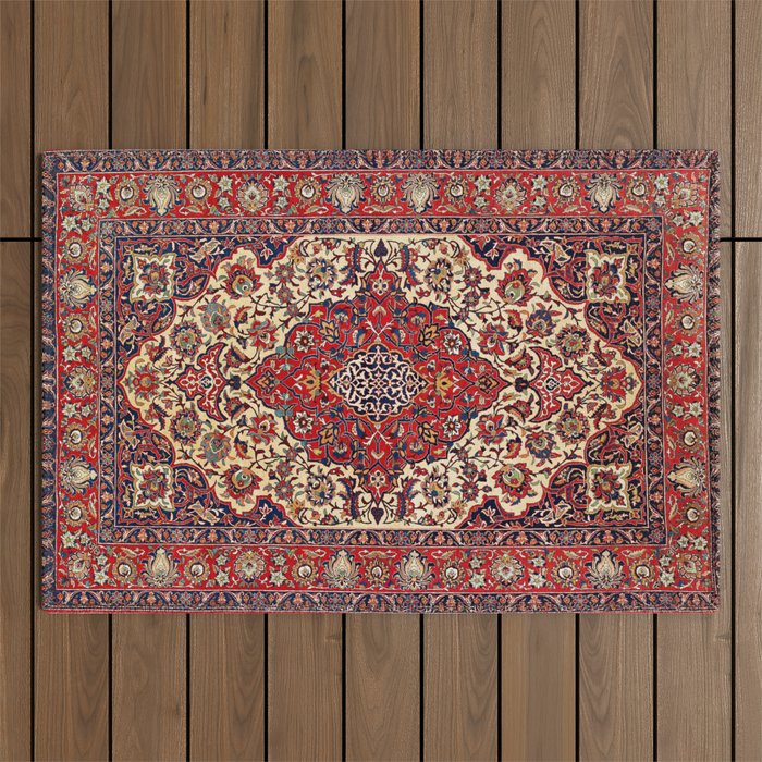 Esfahan Central Persian Rug Print Outdoor Rug Gallery Image 1