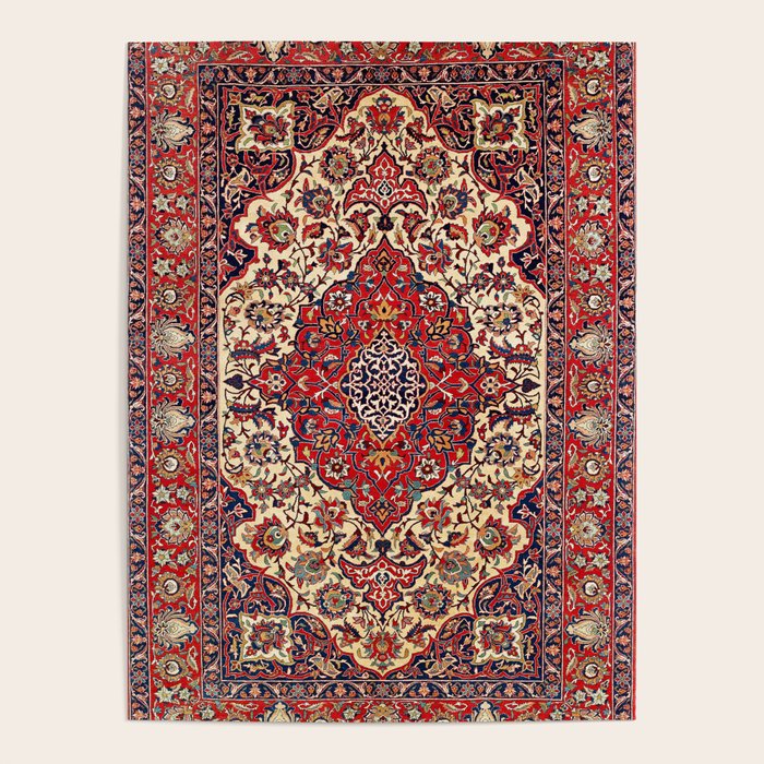 Esfahan Central Persian Rug Print Poster Gallery Image 1