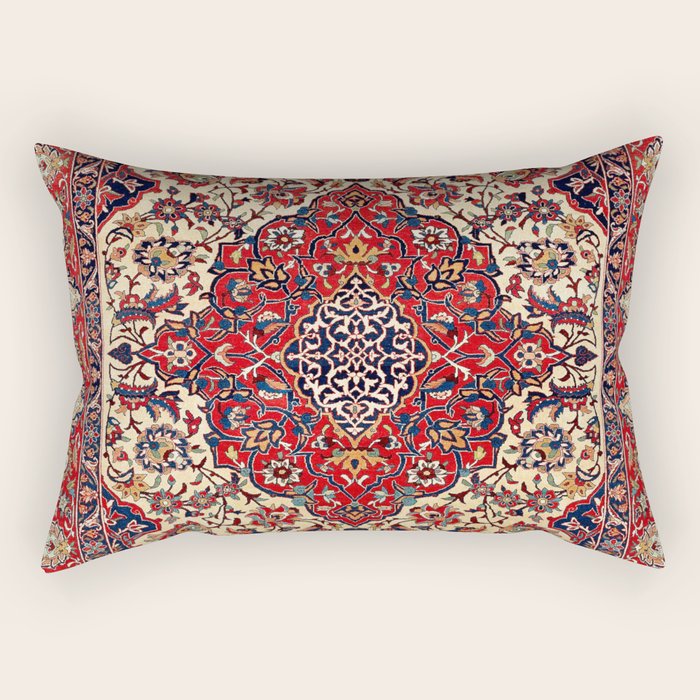 Esfahan Central Persian Rug Print Rectangular Pillow Gallery Image 1