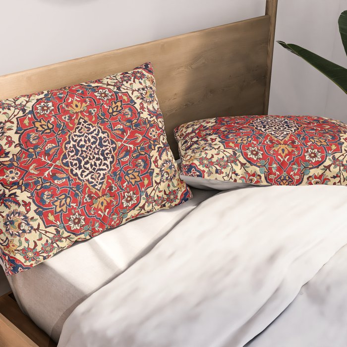 Esfahan Central Persian Rug Print Pillow Sham Gallery Image 2