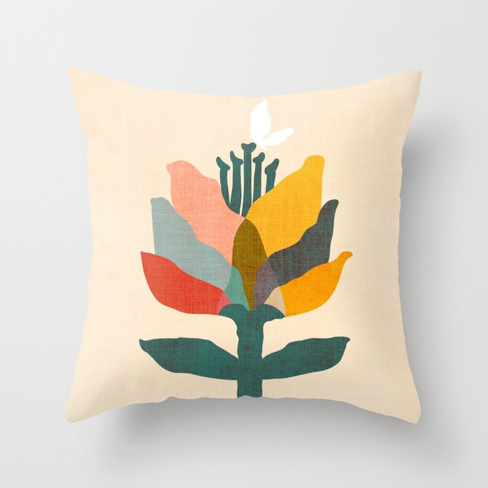 Flower and butterfly Throw Pillow Gallery Image 1