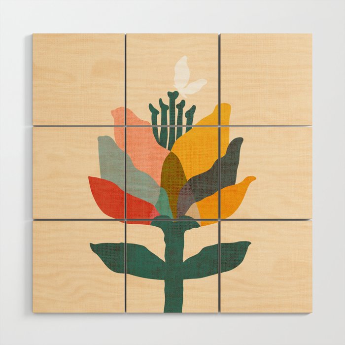 Flower and butterfly Wood Wall Art Gallery Image 1