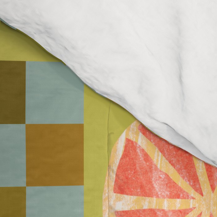 Checkered Citrus Fruit in Sage & Orange Comforter Gallery Image 4