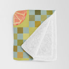 Checkered Citrus Fruit in Sage & Orange Throw Blanket Gallery Image 3