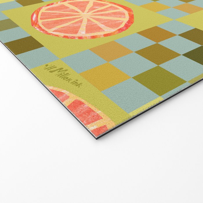 Checkered Citrus Fruit in Sage & Orange Welcome Mat Gallery Image 2