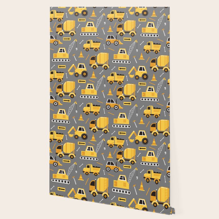 Construction Trucks on Gray Wallpaper Gallery Image 2