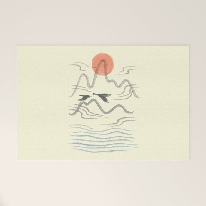 Watercolor 9 Abstraction minimal landscape lover bird Welcome Mat Gallery Image 1