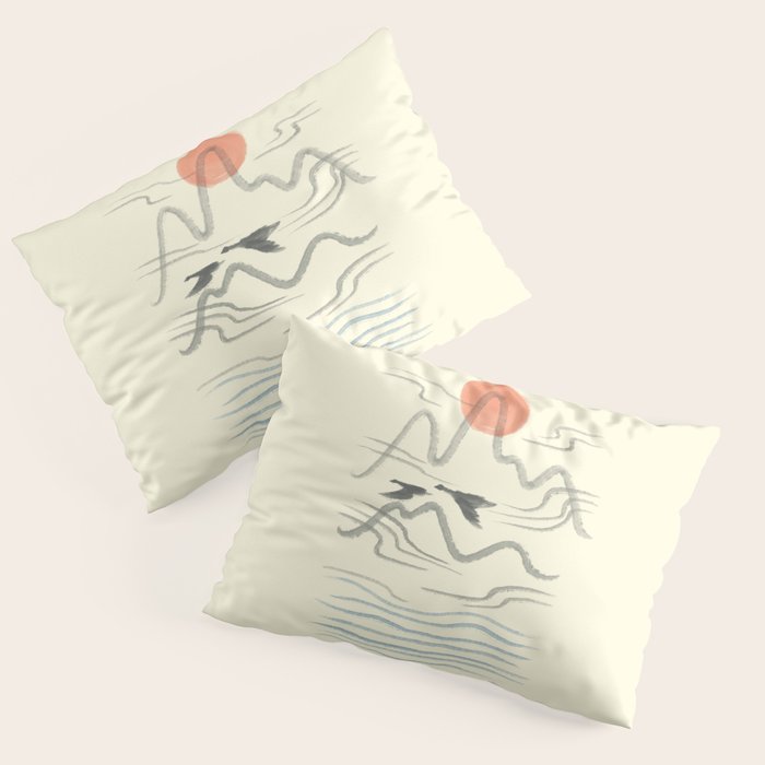 Watercolor 9 Abstraction minimal landscape lover bird Pillow Sham Gallery Image 3