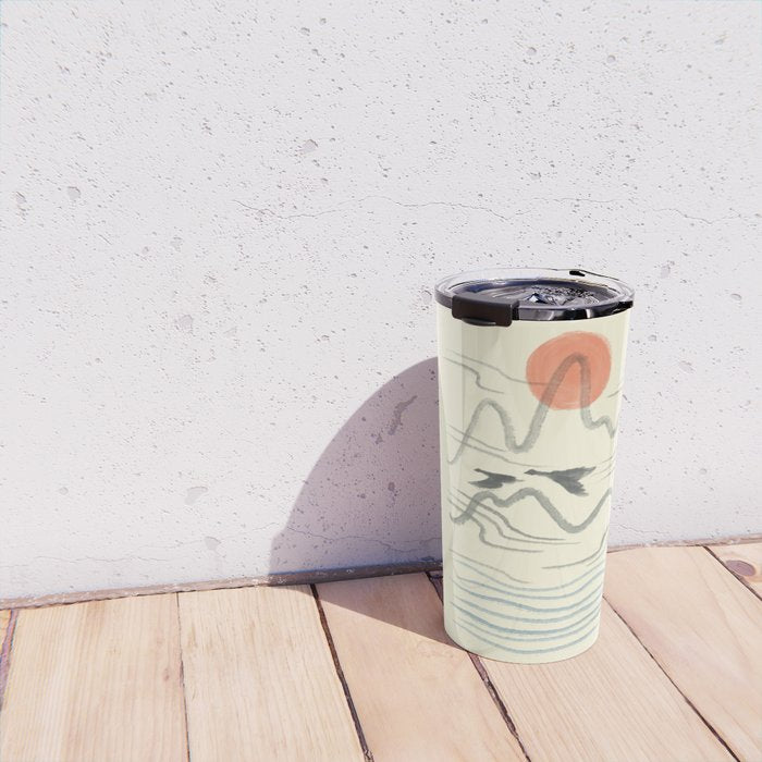Watercolor 9 Abstraction minimal landscape lover bird Travel Mug Gallery Image 4
