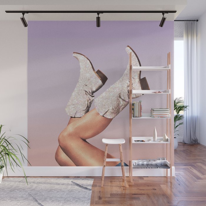 These Boots - Glitter Purple Miami Vibes Wall Mural Gallery Image 1