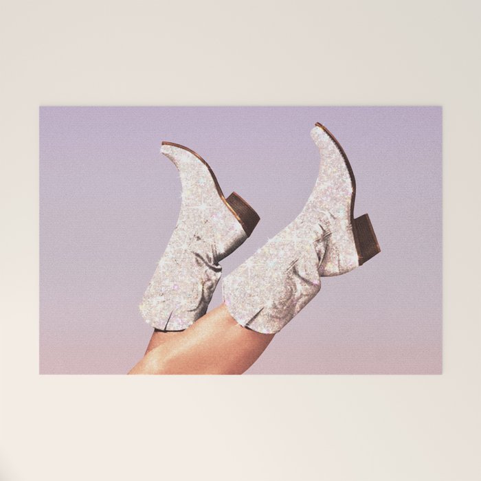 These Boots - Glitter Purple Miami Vibes Welcome Mat Gallery Image 1
