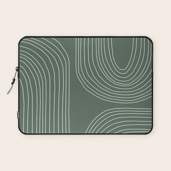 Hand drawn Geometric Lines in Forest Green 3 Laptop Sleeve Gallery Image 1