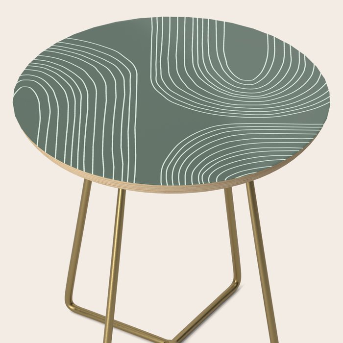 Hand drawn Geometric Lines in Forest Green 3 Side Table Gallery Image 2