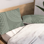Hand drawn Geometric Lines in Forest Green 3 Pillow Sham Gallery Image 2