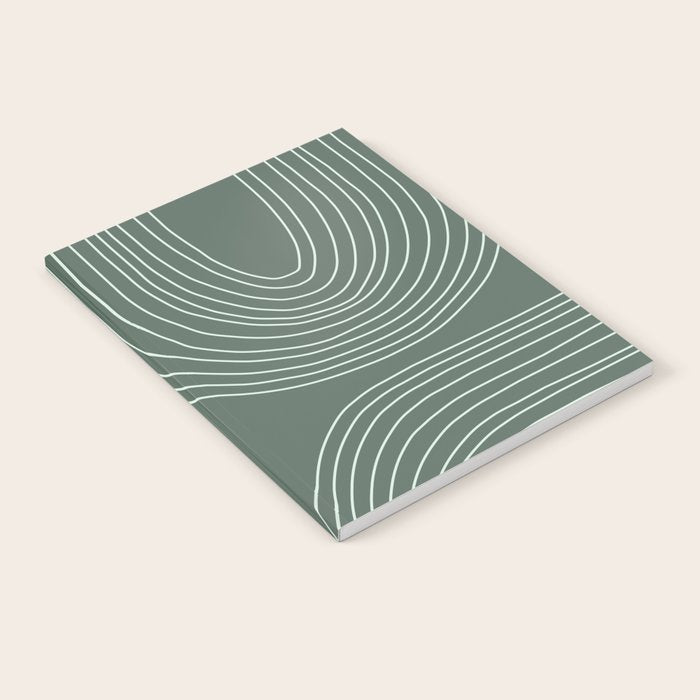 Hand drawn Geometric Lines in Forest Green 3 Notebook Gallery Image 1