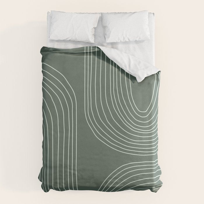 Hand drawn Geometric Lines in Forest Green 3 Duvet Cover Gallery Image 6