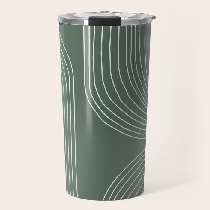 Hand drawn Geometric Lines in Forest Green 3 Travel Mug Gallery Image 1