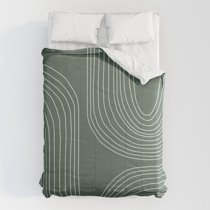 Hand drawn Geometric Lines in Forest Green 3 Comforter Gallery Image 1