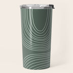 Hand drawn Geometric Lines in Forest Green 3 Travel Mug Gallery Image 2