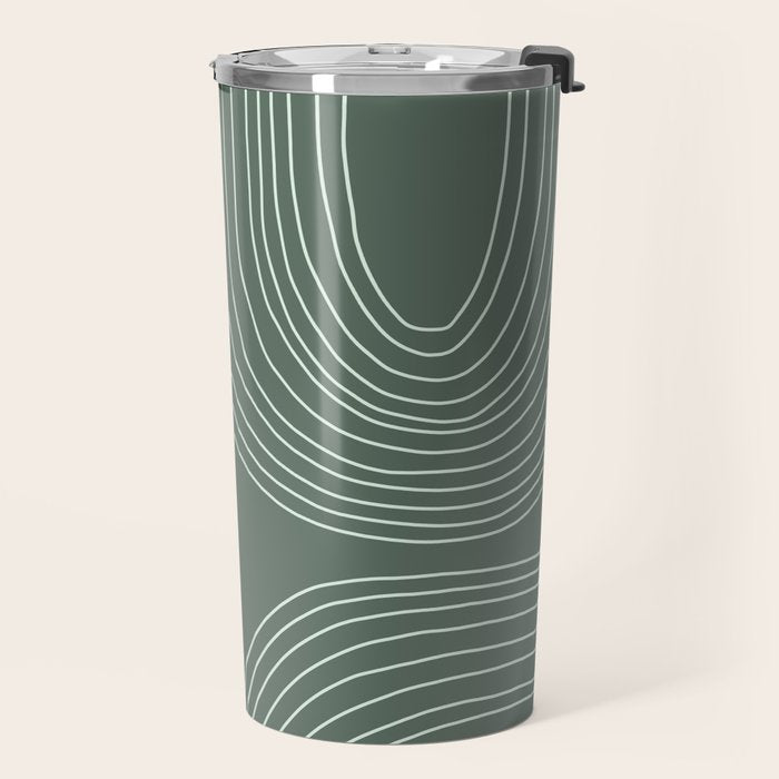 Hand drawn Geometric Lines in Forest Green 3 Travel Mug Gallery Image 2