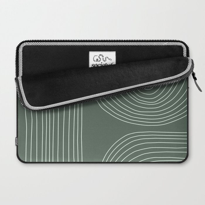 Hand drawn Geometric Lines in Forest Green 3 Laptop Sleeve Gallery Image 2