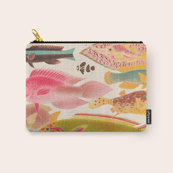 Colorful Tropical Fishes Vintage Sea Life Illustration Carry All Pouch