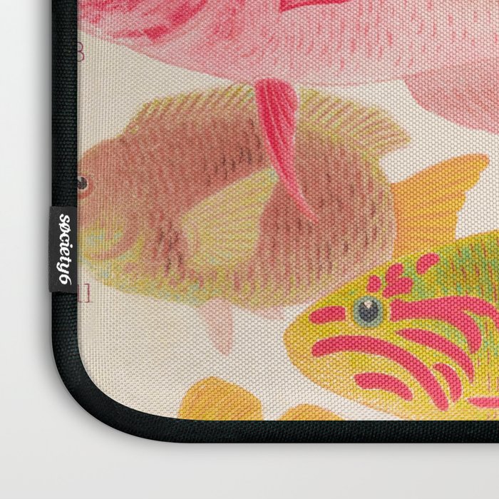 Colorful Tropical Fishes Vintage Sea Life Illustration Laptop Sleeve Gallery Image 3