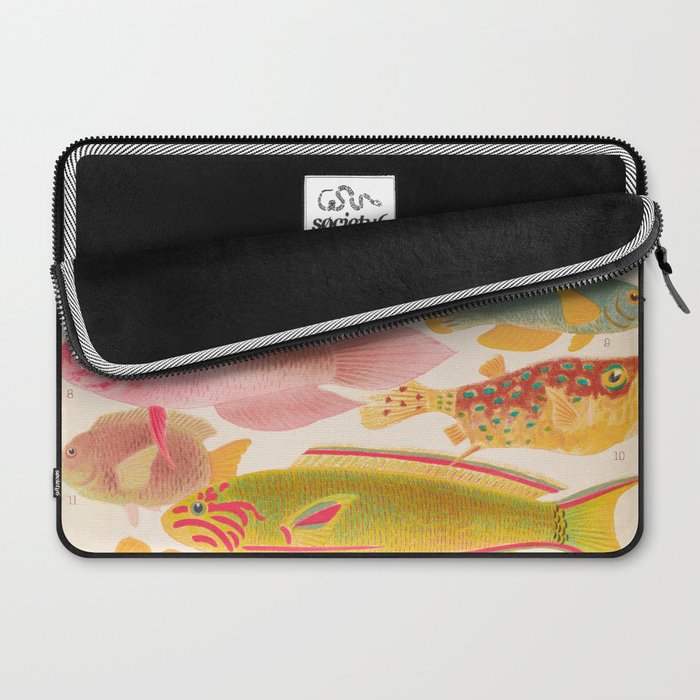 Colorful Tropical Fishes Vintage Sea Life Illustration Laptop Sleeve Gallery Image 2