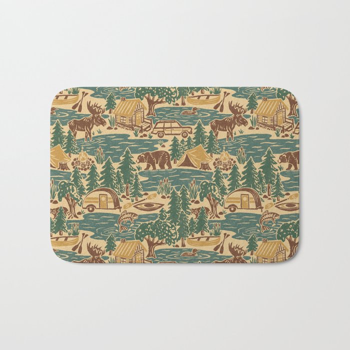 North Country Summer - spruce and gold Bath Mat Gallery Image 1
