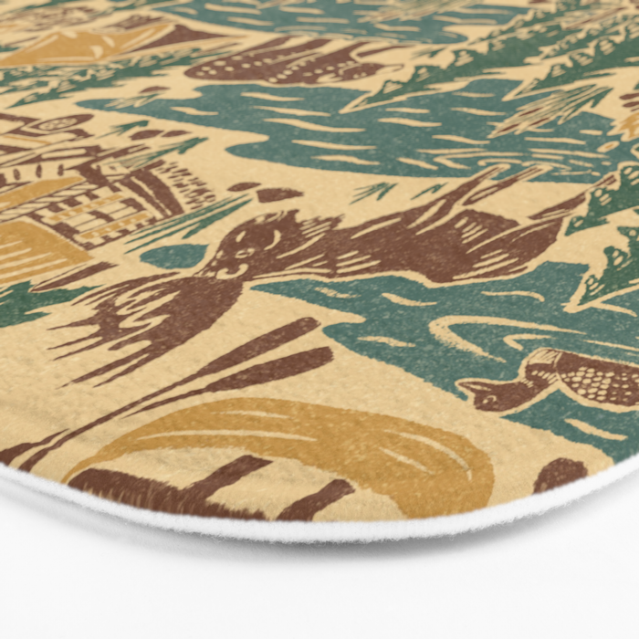 North Country Summer - spruce and gold Bath Mat Gallery Image 3