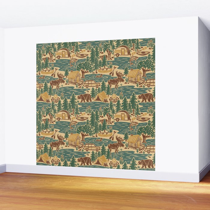 North Country Summer - spruce and gold Wall Mural Gallery Image 2