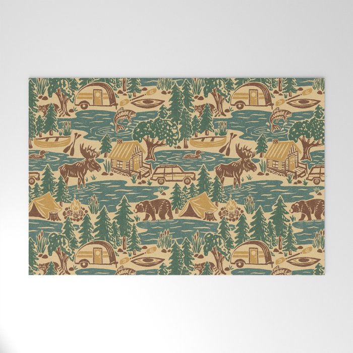 North Country Summer - spruce and gold Welcome Mat Gallery Image 1