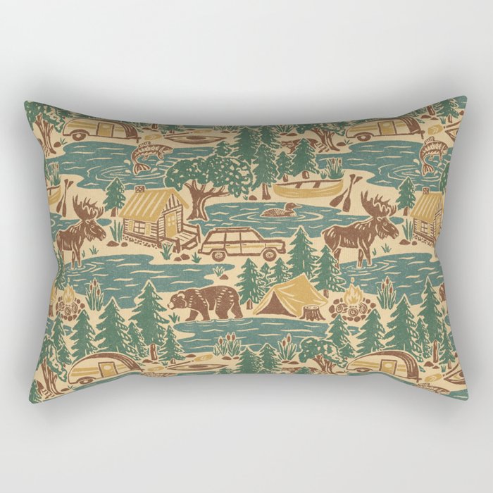 North Country Summer - spruce and gold Rectangular Pillow Gallery Image 2