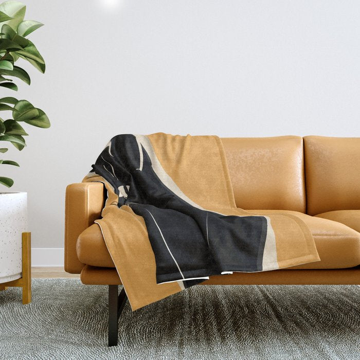 Minimalist Black Cat 3 Throw Blanket Gallery Image 1