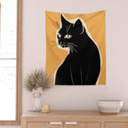Minimalist Black Cat 3 Wall Tapestry Gallery Image 2