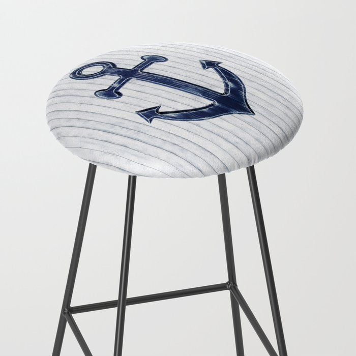 Rustic Anchor in navy blue Stool Gallery Image 2