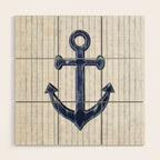 Rustic Anchor in navy blue Wood Wall Art Gallery Image 1
