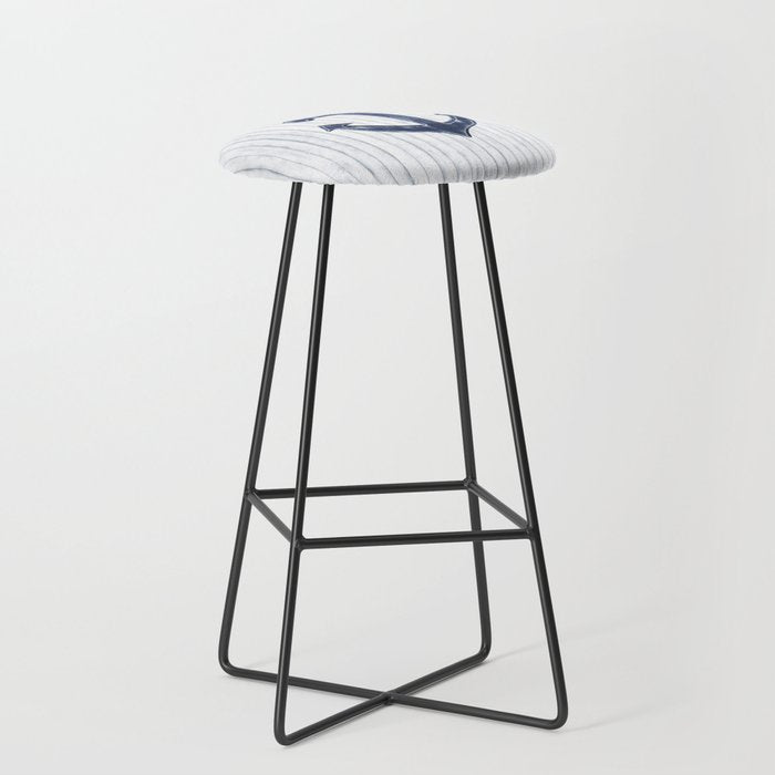 Rustic Anchor in navy blue Stool Gallery Image 1