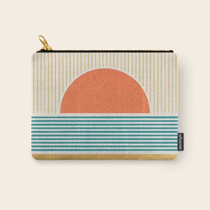 Sun Beach Stripes - Mid Century Modern Abstract Carry All Pouch Gallery Image 1