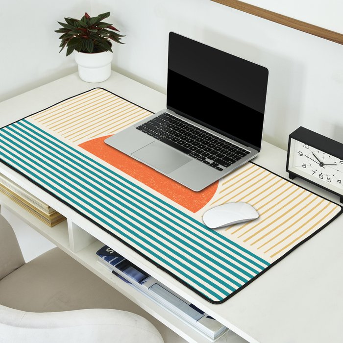 Sun Beach Stripes - Mid Century Modern Abstract Desk Mat Gallery Image 2
