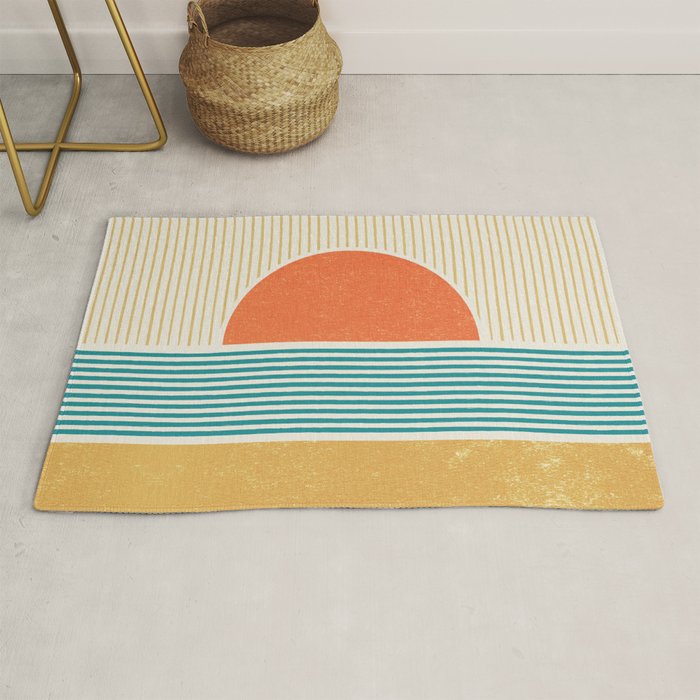 Sun Beach Stripes - Mid Century Modern Abstract Rug Gallery Image 1
