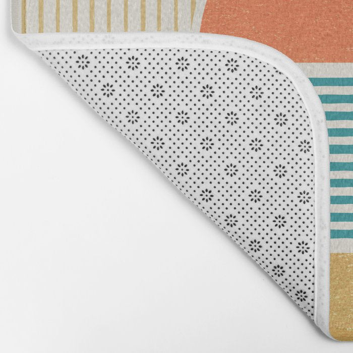 Sun Beach Stripes - Mid Century Modern Abstract Bath Mat Gallery Image 2
