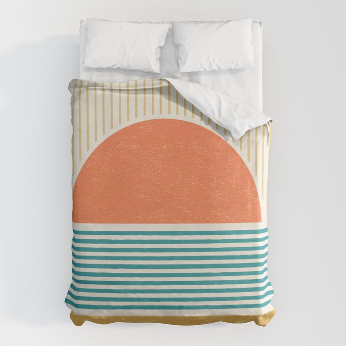 Sun Beach Stripes - Mid Century Modern Abstract Duvet Cover Gallery Image 6