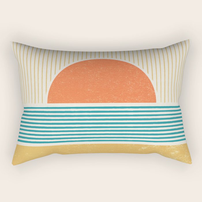 Sun Beach Stripes - Mid Century Modern Abstract Rectangular Pillow Gallery Image 2