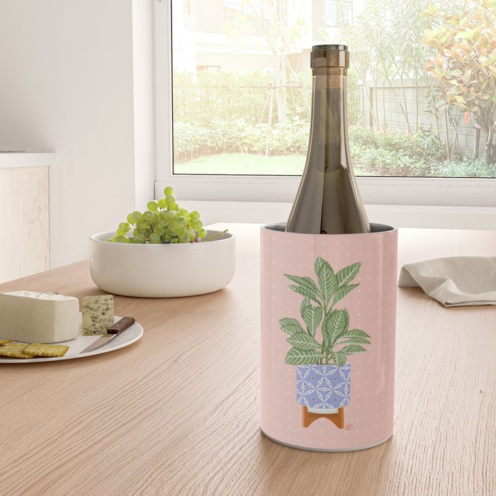 Patterned Pot Plant on Geometric Background Wine Chiller Gallery Image 4